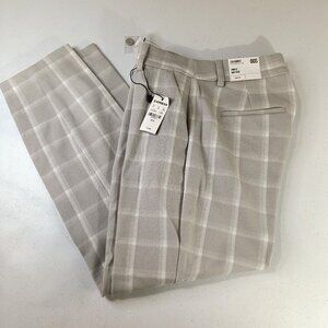 NEW Express Columnist Ankle Mid Rise Size 00 Short Stretch Grey Plaid Pants